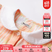 PawinPawPawinPaw卡通小熊童装2024年夏季新款女童泡泡袖格纹连衣裙可爱