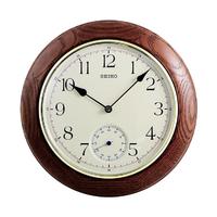 SEIKO 精工 日本精工时钟12寸实木橡木静音扫秒挂表客厅卧室办公室挂钟