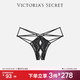VICTORIA'S SECRET 蕾丝系带无裆低腰半包臀内裤女士 54A2黑色 11245239 XS