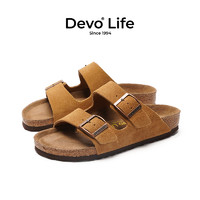 Devo 的沃 软木拖鞋男女同款一字休闲学生时尚舒适日系凉拖潮2618