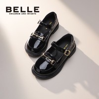 BeLLE 百丽 女童皮鞋2024春季新款英伦风厚底洋气百搭校园黑皮鞋乐福鞋