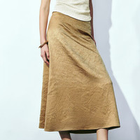 URBAN REVIVO 女装摩登魅力通勤肌理感A字半裙UWG540062 姜黄 L