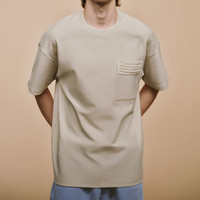 URBAN REVIVO 男士圆领短袖T恤 UML440079 卡其色 XS