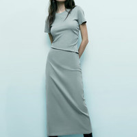 URBAN REVIVO 女装时尚休闲简约棉质后开衩连衣裙UWJ740021