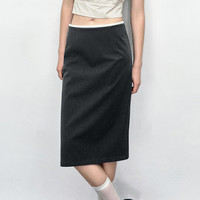 URBAN REVIVO 女装优雅通勤风撞色花边开衩半裙 UWU540060 深灰 S