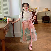 原创女童时髦小女孩中国风套装夏季儿童民族风上衣马面裙半身裙子