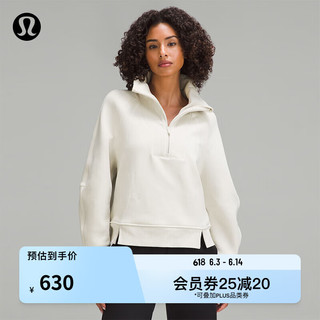 lululemon 丨Plush Fleece 女士拉绒半拉链烟囱领卫衣 LW3HOJS 米白色 6