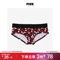 维多利亚的秘密 PINK 经典舒适时尚女士内裤 5UII纯黑/草莓花卉印花 11185511 M