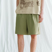 URBAN REVIVO 男装时尚百搭休闲纯色松紧腰短裤UML640056 军绿 34