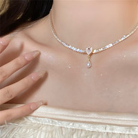 Trendolla 水滴锆石珍珠项链女轻奢小众设计感气质法式赫本风百搭锁骨链
