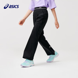 asics/亚瑟士童装2024夏女童百搭休闲微喇叭裤针织运动长裤 001黑色 140cm