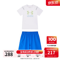 安德玛（Under Armour）男大童短袖T恤梭织短裤 白T皇家蓝短裤 140cm