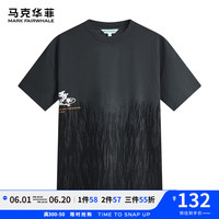 马克华菲【渐变晕染虎鲸印花】短袖T恤男24夏季圆领纯棉吸汗休闲潮酷短袖 015深灰 S