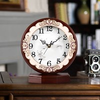 Hense 汉时 欧式座钟客厅装饰台式钟表复古台钟摆件美式古典桌面时钟HD296