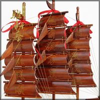 雅軒齋 紅木船工藝品 花梨木雕刻帆船模型 實木質一帆風順擺件大號65cm