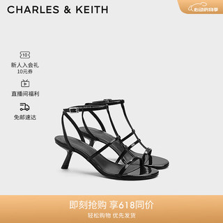 CHARLES&KEITH24夏季新品简约露趾法式优雅一字扣细带高跟凉鞋女CK1-60361523