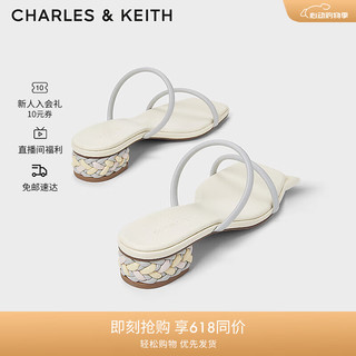 CHARLES&KEITH24夏季方头细条带低跟一字拖鞋女CK1-60361519 Multi综合色 35