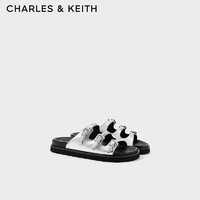 CHARLES&KEITH24夏时尚外穿皮带扣厚底凉拖鞋女CK1-70580226 Silver银色 38