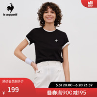 乐卡克 法国公鸡女款2024春季三色系列短袖T恤L241WCNA0316 黑色/B01 M