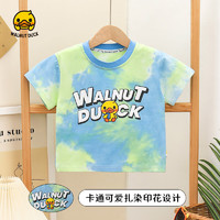 WALNUT DUCK 夏季2024年新款儿童纯棉短袖T恤潮流百搭时尚款六一儿童节礼物 渐变鸭/蓝绿色 140码 建议身高(130CM-142CM)