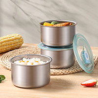 拜杰不锈钢冰箱保鲜盒米饭分装盒食品留样盒水果咸菜收纳盒 500ml3只 不锈钢保鲜盒 三只装