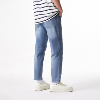 杰克·琼斯（JACK&JONES）夏季新品男士裤子锥腿九分裤舒适含莱卡休闲百搭牛仔裤224232097 中牛仔蓝E42 常规 中牛仔蓝E42 1