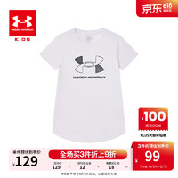 安德玛（Under Armour）女大童圆领吸湿速干T恤 白色 130cm