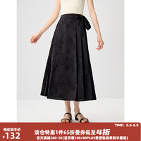 ZIQIAO 自巧 小个子新中式马面裙夏季薄款女2024通勤显瘦中长款半身裙 墨染黑 1
