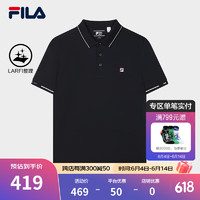 FILA 斐乐男子针织短袖POLO衫2024夏季商务休闲基础上衣 传奇蓝-NV 190/108A/XXXL