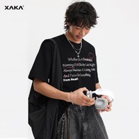 XAKA 美式高街短袖T恤男夏潮牌潮流欧美原创设计字母涂鸦情侣体恤