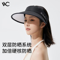 VVC防晒帽男女遮脸防紫外线运动户外空顶帽太阳帽夏季沙滩遮阳帽子 雅黑