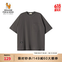 William fox&sons 男装重磅100%棉肌理感针织布解构重塑贴袋设计短袖潮流短袖T恤男 碳灰色 M /48
