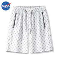 NASA RHUDE男女情侣运动短裤美式潮牌休闲裤满印B字直筒五分沙滩裤子