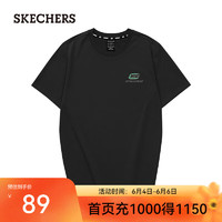 SKECHERS 斯凯奇 中性款凉感速干针织短袖T恤L223U046 碳黑/0018 S