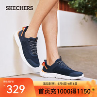 SKECHERS 斯凯奇 男鞋夏季新款休闲运动鞋透气网面鞋男210852 海军蓝色/NVY 43