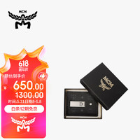 MCM 奢侈品 中性礼盒款黑色人造革配牛皮革卡包卡夹 MXCAAVI02BK001