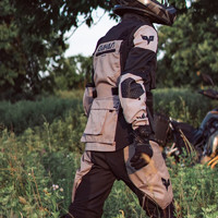DUNHAM 杜汉 DUHAN）摩托车拉力服套装男越野机车骑行防摔摩旅网眼透气骑士服装备夏季 黑灰色-拉力服套装 XL