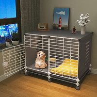 蔻丝 Coleshome狗笼子小型犬带厕所家用室内泰迪比熊阳台围栏 【幼犬款赠除臭球】灰色2列+轮子