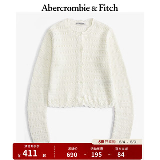 ABERCROMBIE & FITCHAF女装 24秋季休闲百搭修身圆领针织开衫 K150-4280 奶油色 XS  (160/84A)