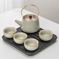 高档轻奢羊脂玉白瓷功夫茶具套装家用办公泡茶壶陶瓷茶杯茶盘中式