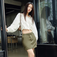 URBAN REVIVO 女士半身A字裙 UWV540034 深棕绿 XL