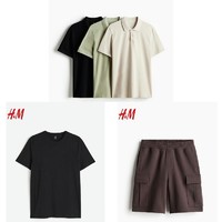 PLUS会员：H&M HM 标准版型Polo衫*3+coolmax T恤*1+工装短裤*1