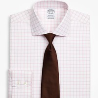 Brooks Brothers 弹力 Regent 正装衬衫，免烫斜纹Ainsley领法式袖口格纹图案