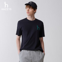 HAZZYS 哈吉斯 2024夏季新款男装圆领短袖纯色T恤衫纯棉简约休闲男T