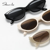 Shawn lee Shawnlee白色复古猫眼墨镜女蔷薇粉高级太阳镜遮阳眼镜防紫外线