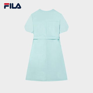 FILA Emerald斐乐女士针织连衣裙2024夏时尚休闲舒适泡泡袖裙 沁新蓝-LB 180/96A/XXL