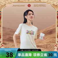 真维斯【敦煌博物馆联名波普系列】女装2024夏印花纯棉圆领短袖E8 杏色8171 165/88A/L