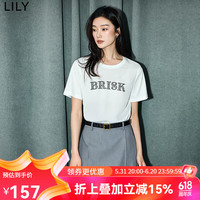 丽丽 LILY2024夏新款女装复古时尚通勤款趣味撞色复古百搭休闲T恤上衣 601白色