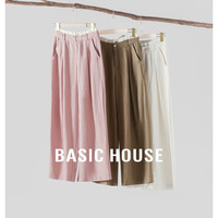 Basic House/百家好高腰直筒宽松垂感时尚西装长裤女夏季新款2024通勤职场