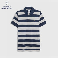 88VIP：Brooks Brothers 2024夏季新款休闲条纹短袖纯棉Polo衫男